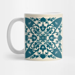 Simple Blue and White Tile Pattern Mug